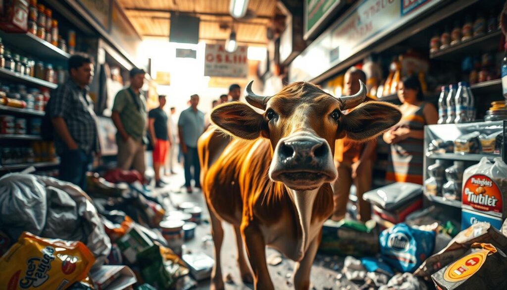 Sapi Lepas di Minimarket Depok