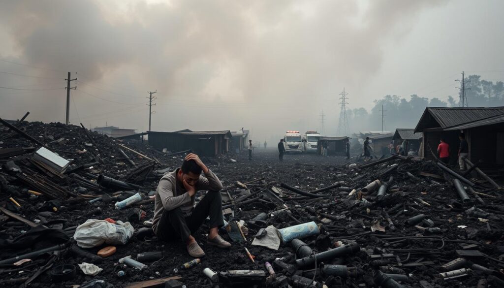 dampak kebakaran di Cilodong Depok