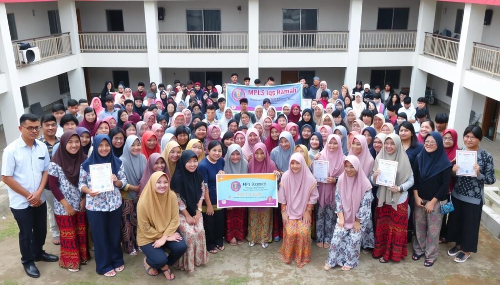 Penutupan kegiatan MPLS Ramah dengan foto bersama seluruh peserta