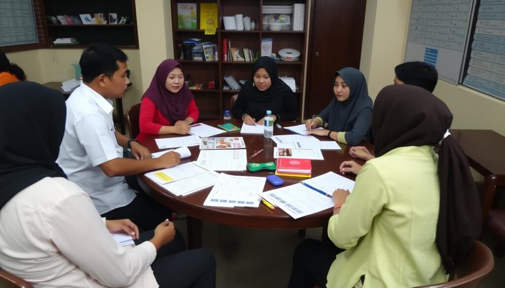 Rapat persiapan MPLS Ramah oleh tim guru dan OSIS
