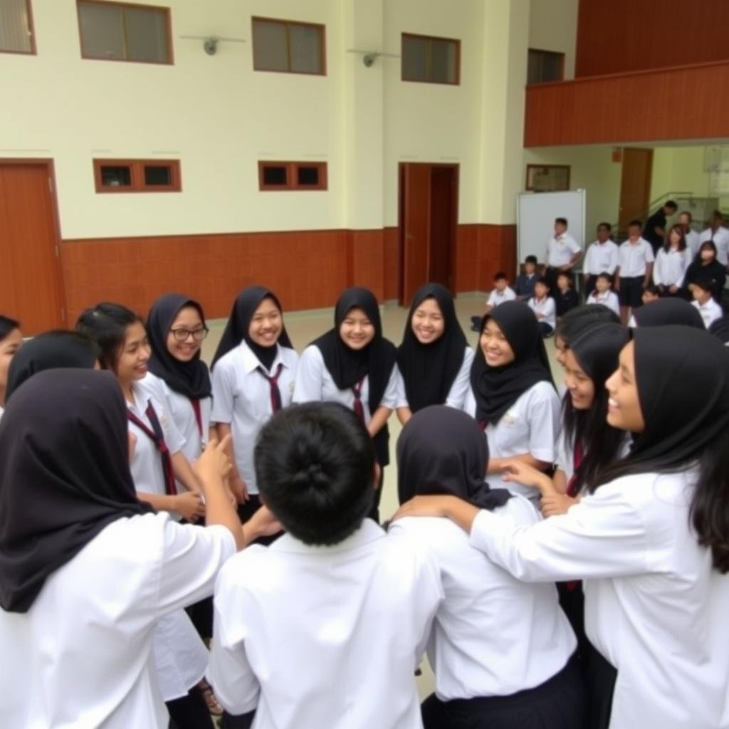 Siswa bermain ice breaking dalam kegiatan MPLS Ramah