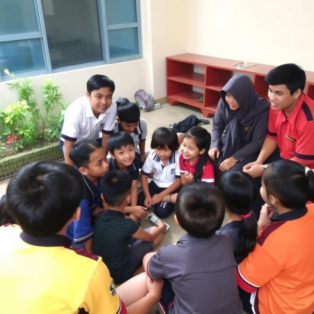 Siswa melakukan kegiatan mentoring oleh senior dalam MPLS Ramah