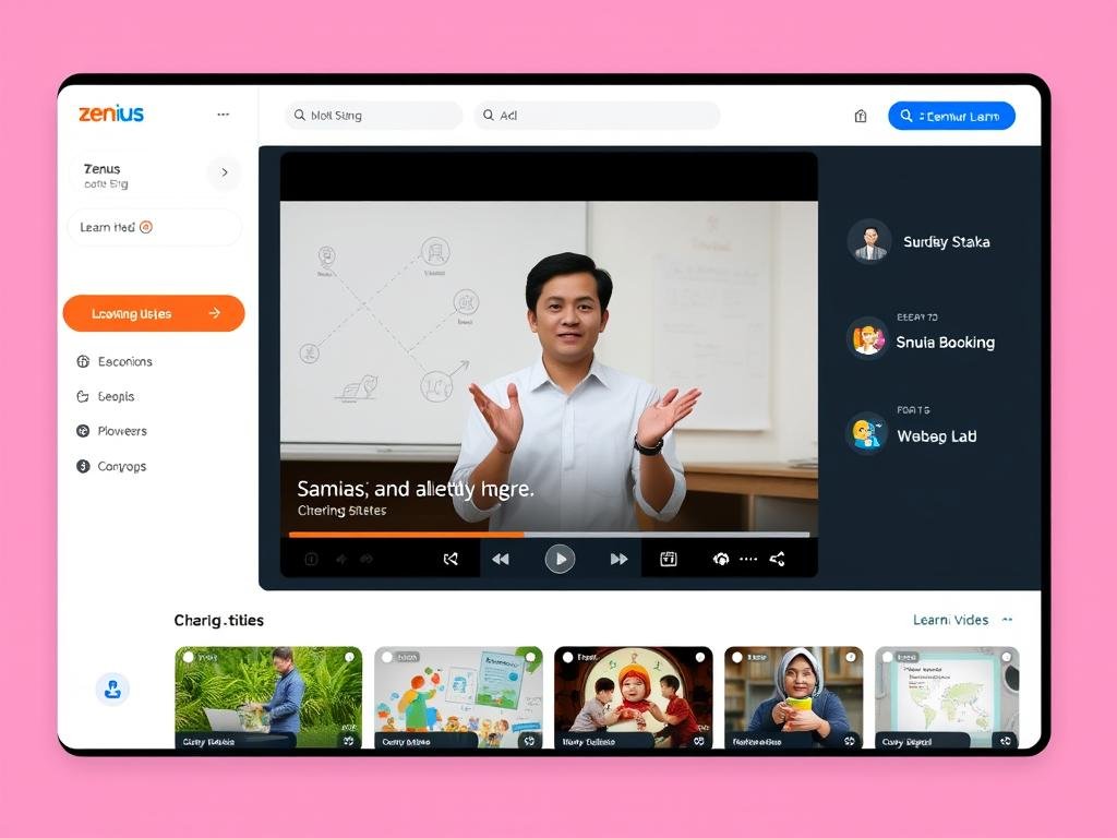 Tampilan aplikasi Zenius dengan video pembelajaran platform pendidikan daring Indonesia Tampilan aplikasi Zenius dengan video pembelajaran platform pendidikan daring Indonesia